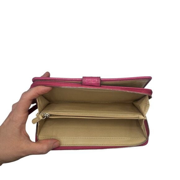 Coach Signature Zip-Around Bifold Wallet Pink Trim | Card Holder | Zip Wallet - Picture 5 of 8